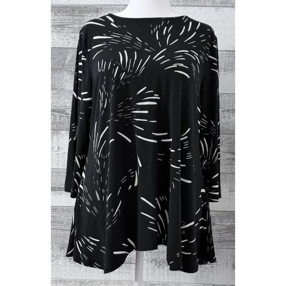 JM Collection Tops - JM Collection 3/4-Sleeve Long Top, Lightweight Black Womens Sz Petite XL